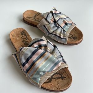 Sam Edelman Heidi Striped Bowtie Slip On Sandals